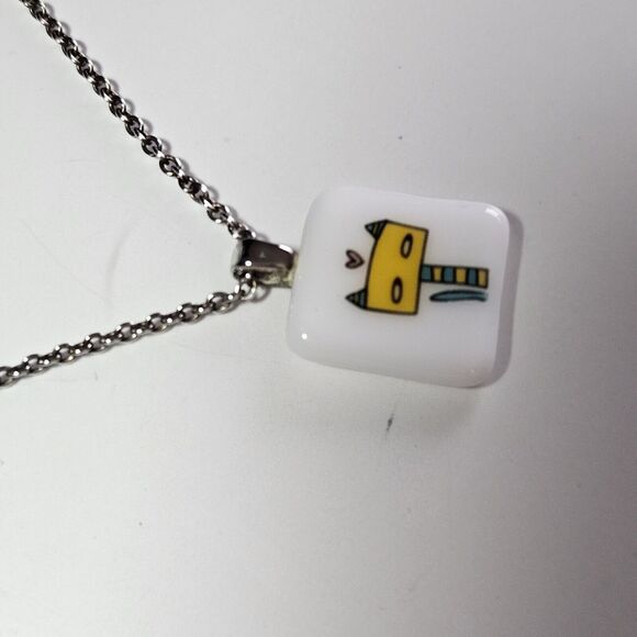 Mark Poulin Sterling Silver Colorful Cat Pendant Necklace - Picture 11 of 12